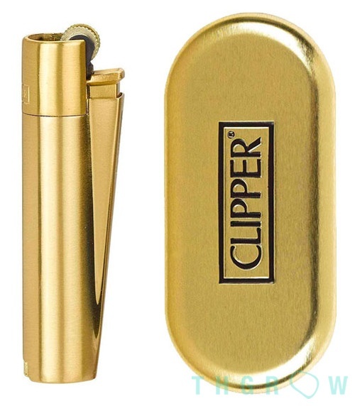 4 Mecheros Clipper Lighter micro + funda de metal ,2 dorado brillo + 2 mate
