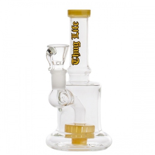 Bong Cristal Percolator Thug Life Yellow 16 cm.