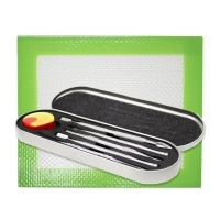 Set of 5 stainless steel dabbers 11 cm and non-stick silicone mat 11 x 14 cm